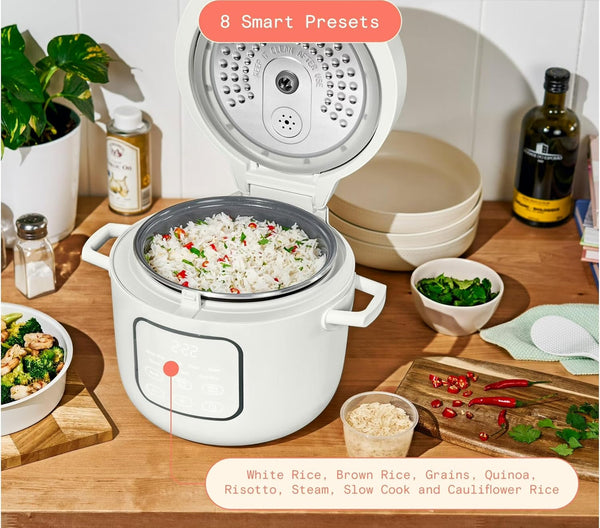 14-Cup Electric Rice Cooker with Automatic Keep Warm and Removable Nonstick Pot for Home Cooking (White)2