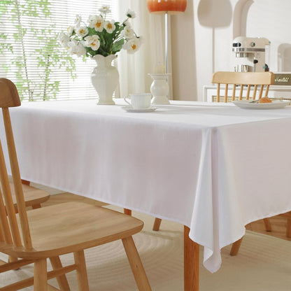 Linen Textured Tablecloth Rectangle Waterproof Spillproof Fabric Table Cloth, Decorative Wrinkle Free Wipeable Polyester Table Cover for Dining Party Wedding, 39 X 55 Inch, White3