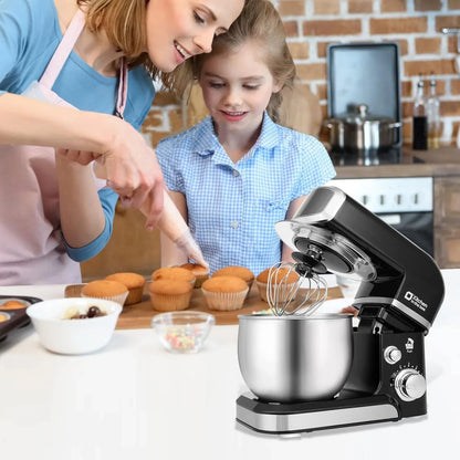 Stand Mixer,3.2Qt Small Electric Food Mixer,6 Speeds Portable Lightweight Kitchen Mixer for Daily Use with Egg Whisk,Dough Hook,Flat Beater (Black)6