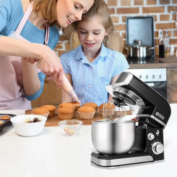 Stand Mixer,3.2Qt Small Electric Food Mixer,6 Speeds Portable Lightweight Kitchen Mixer for Daily Use with Egg Whisk,Dough Hook,Flat Beater (Black)6