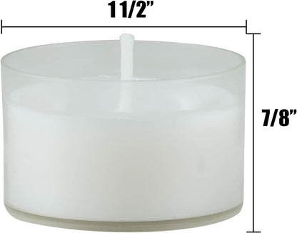 96 Count White Unscented Smokeless Long Burning Clear Cup Tea Light Candles with 6 to 7 Hour Burn Time5