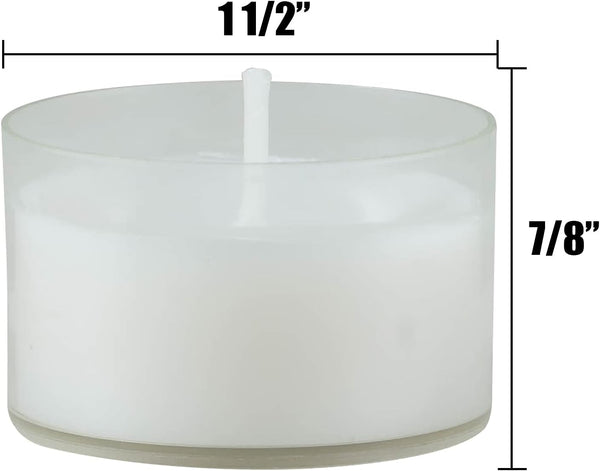 96 Count White Unscented Smokeless Long Burning Clear Cup Tea Light Candles with 6 to 7 Hour Burn Time5