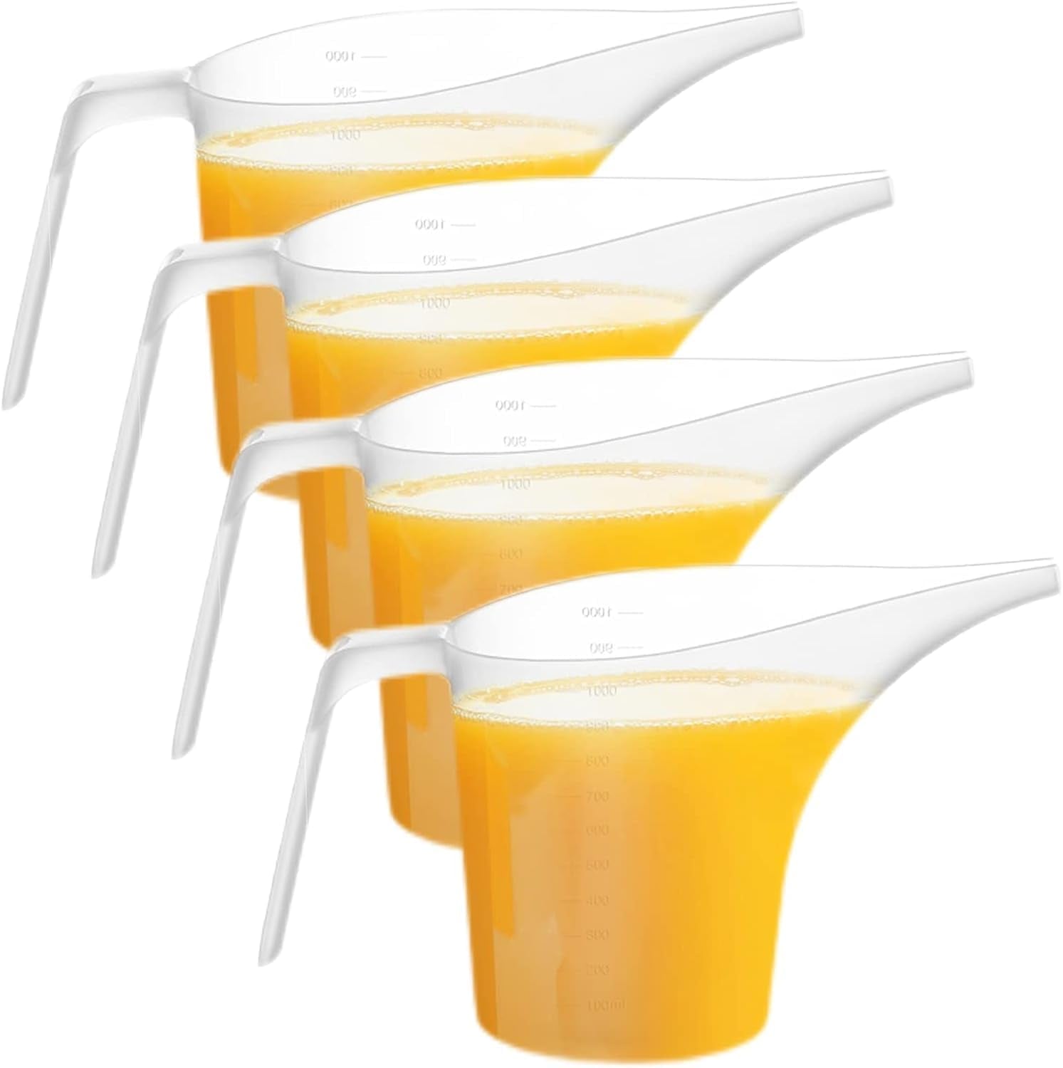4-pack-plastic-funnel-pitcher-measuring-cup-with-long-spout-large-capacity-easy-pour-cup-perfect-for-bakeware-mold-oils-watering-plants1000ml