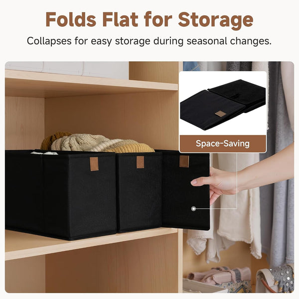 Narrow Closet Baskets, 6¼"Lx14¾Wx8¼H, 4-Pack, Black6