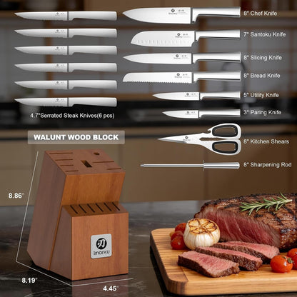 15-Piece Knife Block Set Built-In Sharpener, Japanese High Carbon Stainless Steel Kitchen Knife Set, Dishwasher Safe, Chef Knife Set with Wooden Knife Block, Santoku Knives for Kitchen Cooking | Japanese High Carbon Stainless Steel Kitchen Knife Set, Dishwasher Safe, Chef Knife Set with Wooden Knife Block2