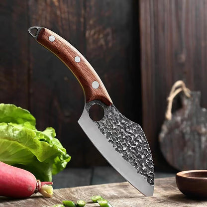 Handmade Forged Kitchen Knife 3 Pcs Professional Chef Knife Set, Hunting, BBQ Meat Knives for Cooking, Forged Kitchen Knife with High Carbon Stainless Steel Cutlery with Leather Sheaths5