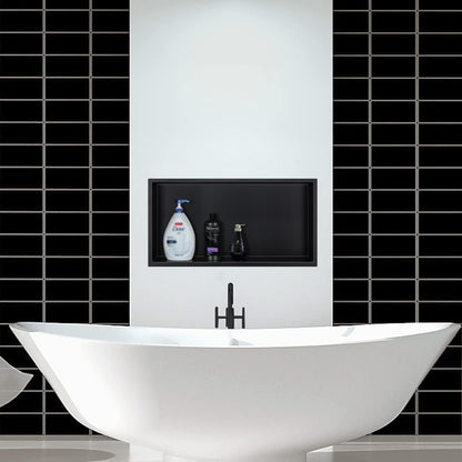 Stainless Steel Shower Niche Matte Black 24"X12" No Tile Needed8