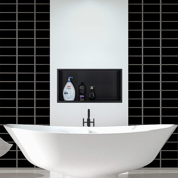 Stainless Steel Shower Niche Matte Black 24"X12" No Tile Needed8