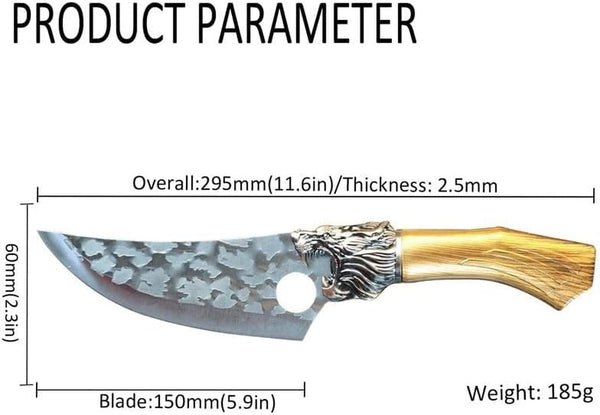 Meat Cleaver Knife, 6INCH Meat Cleaver Hunting Knife Stainless Steel Serbian Kitchen Chef Knife Fish Fruit Vegetables Boning Butcher Knife Scabbard (Color : with Sheath)2