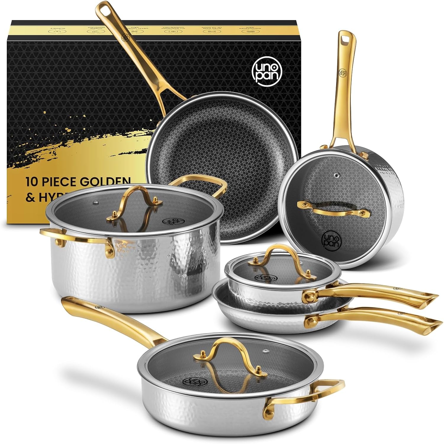 gold-titanium-cookware-set-10pc-hammered-titanium-pans-for-cooking-with-lids-nonstick-non-toxic-titanium-surface-luxury-gold-finish-oven-safe-induction-compatible-kitchen-gift