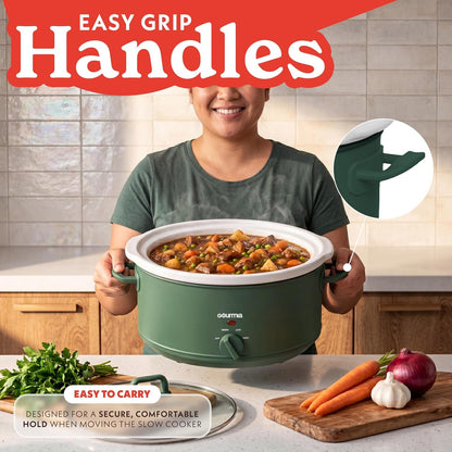 Slow Cooker - 7 Quart Removable Ceramic Pot, Manual Controls with 3 Temperature Settings, Dishwasher Safe Crock and Glass Lid, Green12