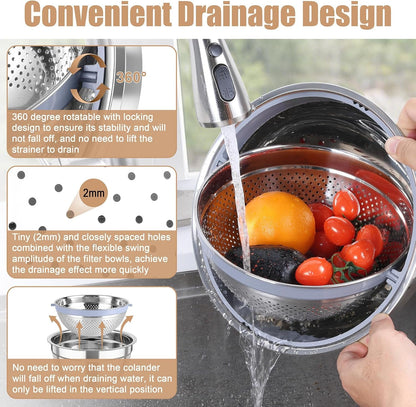 Mixing Bowls with Colander, Stainless Steel Salad Bowls, Khaki3