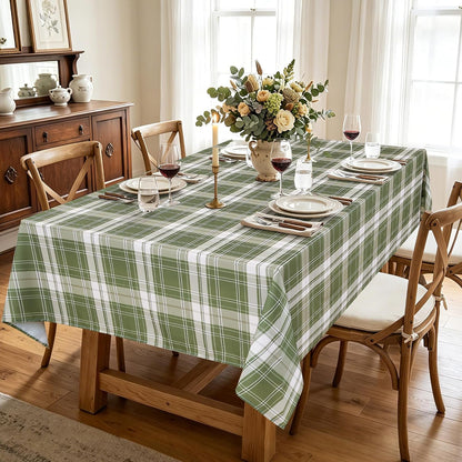 Waterproof Rectangle Checkered Tablecloth 54 X 80 Inch, Sage Green2