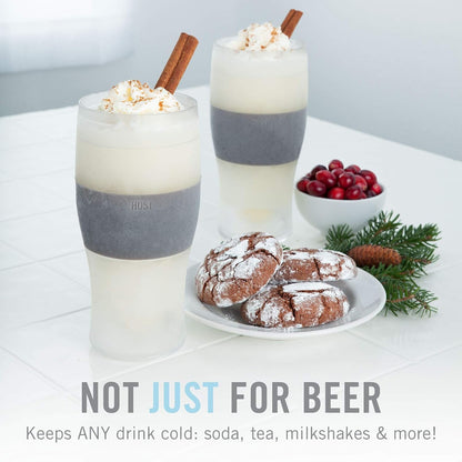 Freeze Beer Glasses, Freezable Beer Gifts for Men, Double Wall Insulated Pint Set, Tumbler for Cold Drinks, 16, Set of 2, Gray6