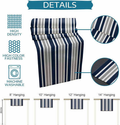 Stripe Table Runner-Navy Blue Gray White Cotton Linen-Long 72 Inche Dresser Scarves,Farmhouse Tablerunner for Kitchen Coffee/Dining/Sofa Table Bedroom Home Living Room,Scarf Decor for Holiday Dinner7