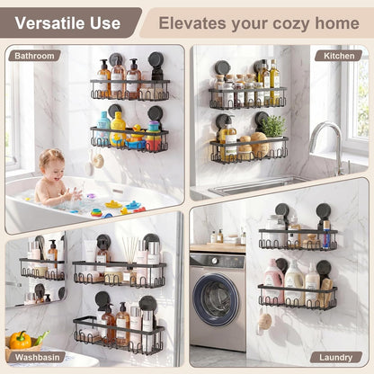 Shower Caddy Suction Cup, No Drill Shower Shelves for Bath, 2 Pack2