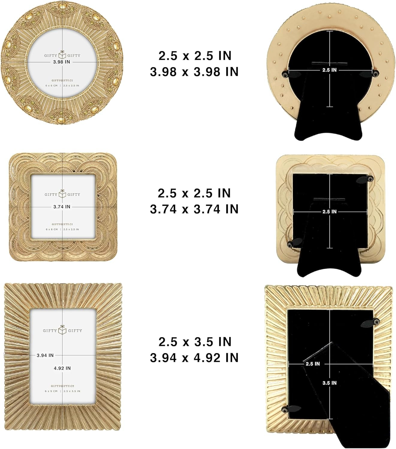 classic-gold-1920s-mini-frame-set-set-of-3-2-5x2-5-2-5x3-5-in-for-tabletop-display-perfect-for-home-decor-wedding-graduation-or-milestone-photos