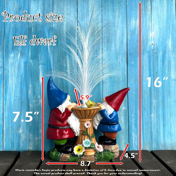 Solar Gnome Statue, Resin Gnomes Figurine and Colour Changing Optical Fiber Solar Light Outdoor Lawn Yard Decor3