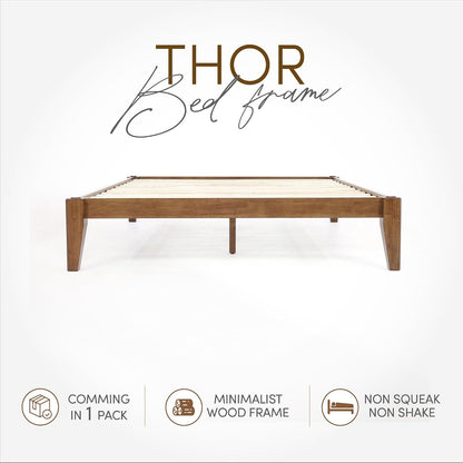 Thor Premium Solid Wood Bed Frame King, Japanese Joinery Bed Frame with Wood Slat Support, Platform Bed, No Box Spring Needed, Easy Assembly, Minimalist & Modern Style (Walnut)6