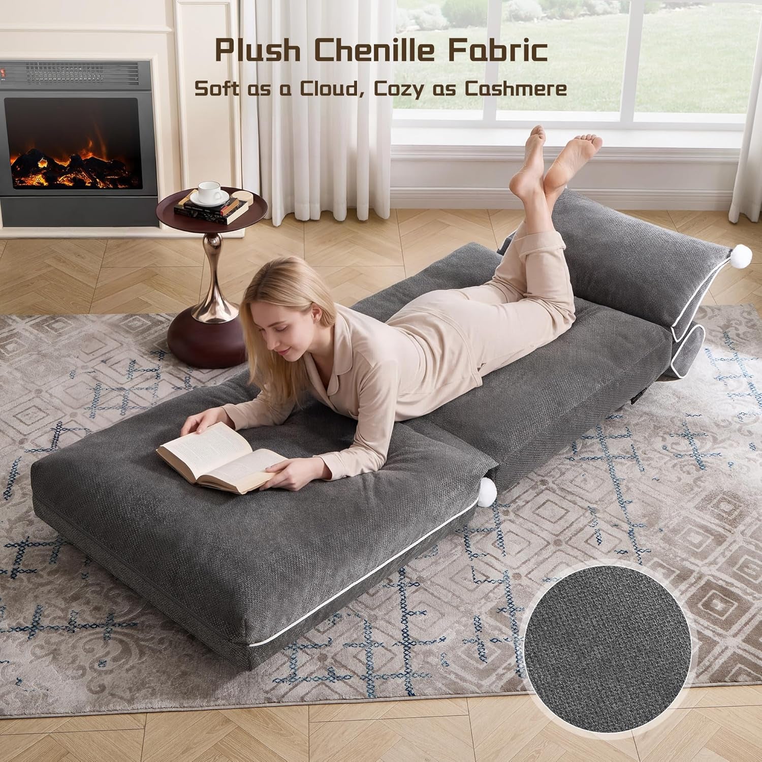 folding-sofa-bed-convertible-fold-out-couch-bed-for-adults-comfy-chenille-sleeper-chair-with-back-support-no-wall-needed-floor-sofa-bed-for-living-room-bedroom-apartment-grey