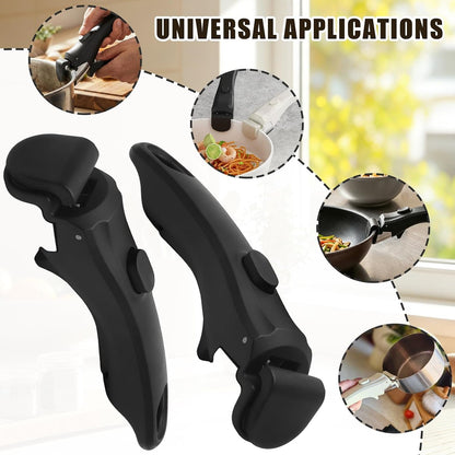 Removable Pot Handle, Black, Detachable for Pots & Pans, 2 Pcs | 7.5 Inch, Universal Cookware with Quick-Release Clamp, Space-Saving, Heat-Resistant7