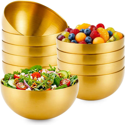 10 Pcs Gold Bowls, Stainless Steel Mixing Serving Bowl, 5.9 Inch1