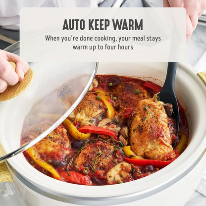 6QT Ceramic Nonstick Slow Cooker, Cooktop/Oven Safe, Cream | Pfas-Free Nonstick Removeable Inner Pot, Dishwasher Safe Components, Programmable, Keep Warm, Delay Timer, Family Sized10