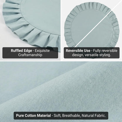 4 Pcs 100% Cotton Ruffled round Placemats, 14.5 Inch Washable Table Mats5