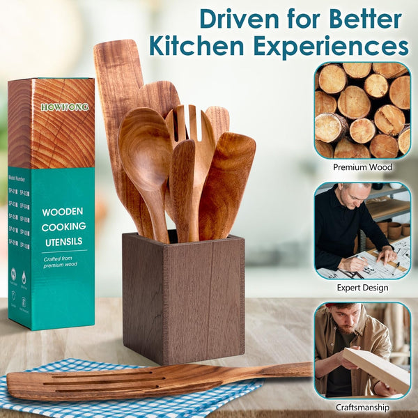 8 Pcs Acacia Wood Spurtle Set, Nonstick Cooking Utensils7