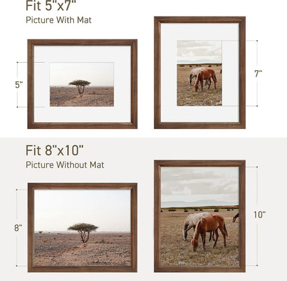 8X10 Picture Frame Natural Solid Walnut Photo Frames with 5X7 Removable Mat Wall Hanging Large Handcrafted Frame with HD Plexiglass Wall and Tabletop Display Large Poster Frame6