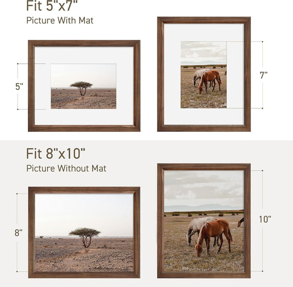 8X10 Picture Frame Natural Solid Walnut Photo Frames with 5X7 Removable Mat Wall Hanging Large Handcrafted Frame with HD Plexiglass Wall and Tabletop Display Large Poster Frame6