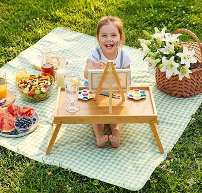 Bamboo Bed Tray Table with Foldable Legs, Breakfast Tray for Sofa, Bed, Eating, Working, Used as Laptop Desk Snack Tray by8