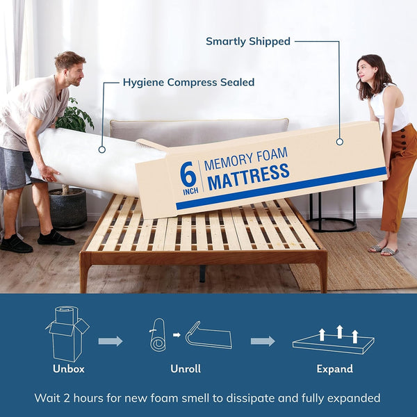 EGO 6 Inch Full Memory Foam Mattress - Green Tea & Cooling Gel, Medium Firm, Certipur-Us Certified, Double Mattress, 54"X75", White8