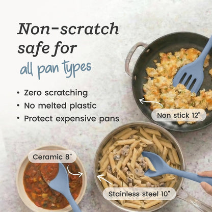 Starpack Stir and Serve Silicone Cooking Utensils Set (5-Piece, 11") - LFGB Non Toxic, 600°F Heat Resistant, Bpa-Free - One-Piece Seamless, Dishwasher Safe - for Nonstick Cookware, Light Blue5