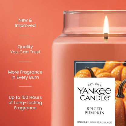 Yankee Candle Spiced Pumpkin, Fall Scented Candle, 22Oz Large Jar with up to 150 Hour Burn Time, Giftable3