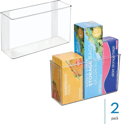Adhesive Organizer Bin, Set of 2, Clear2