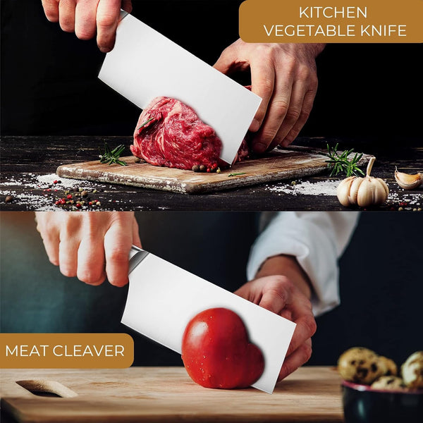 Chinese Chef'S Knife 7", Vegetable Cleaver & Meat Slicing Knife4