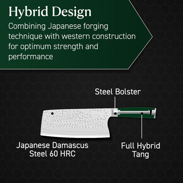 Hexclad 7" Japanese Damascus Stainless Steel Cleaver Knife, Full Tang3