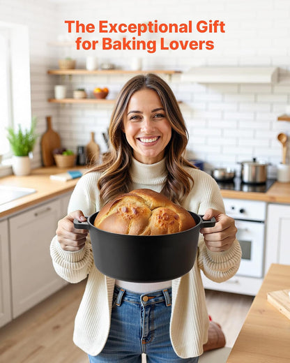 Cast Iron Dutch Oven, 2-In-1 Pre-Seasoned Pot with Skillet Lid, 5QT Cookware Pan with Proofing Basket, Bread Baking Accessories, Bread-Oven Compatible 500℉6