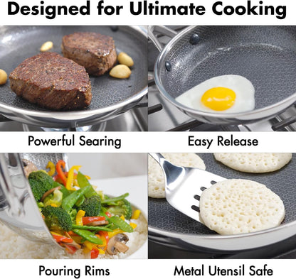 OXO Hybrid 8” and 10” Frying Pan Skillet Set, Durable Pfas-Free Ceramic, Fusion Boost Tech for Powerful Searing, Induction & All Cooktop Compatible, Dishwasher Safe, Mirror Polished Tri-Ply5