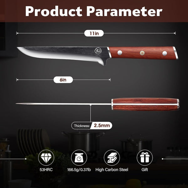 6 Inch Boning Knife High Carbon Steel Deboning Knife for Butchering6