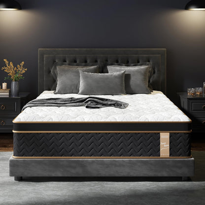 Queen Mattress 14 Inch, Luxury Hotel Cooling Hybrid Bed Mattress in a Box | Zones Individual Pocket Spring, Extra Hip/Shoulder/Lumbar Support, Fiberglass-Free, 365-Night Trial, Certipur-Us1