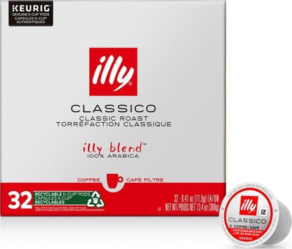 Illy Coffee K Cup Pods, Classico Medium Roast, 32 Count, 1 Pack | Keurig Coffee Pods & Capsules, 100% Arabica, Premium Italian Coffee1