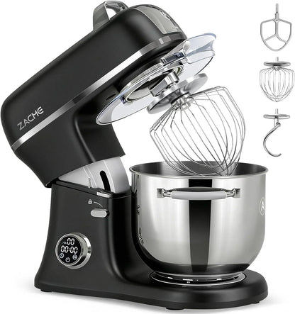 7 Quart Stand Mixer Aluminum Die Casting, 650W 12 Speed Tilt-Head Kitchen Electric Stand Mixer, Household Food Mixer with Stainless Steel Bowl, Dough Hook, Whisk and Beater-Black1