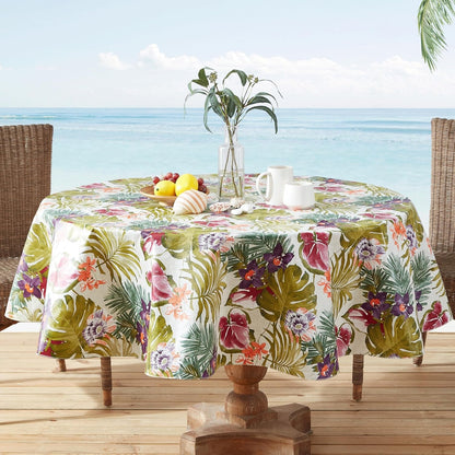 Kona Tropical Floral 70 Inch round Flannel Backed Tablecloth1