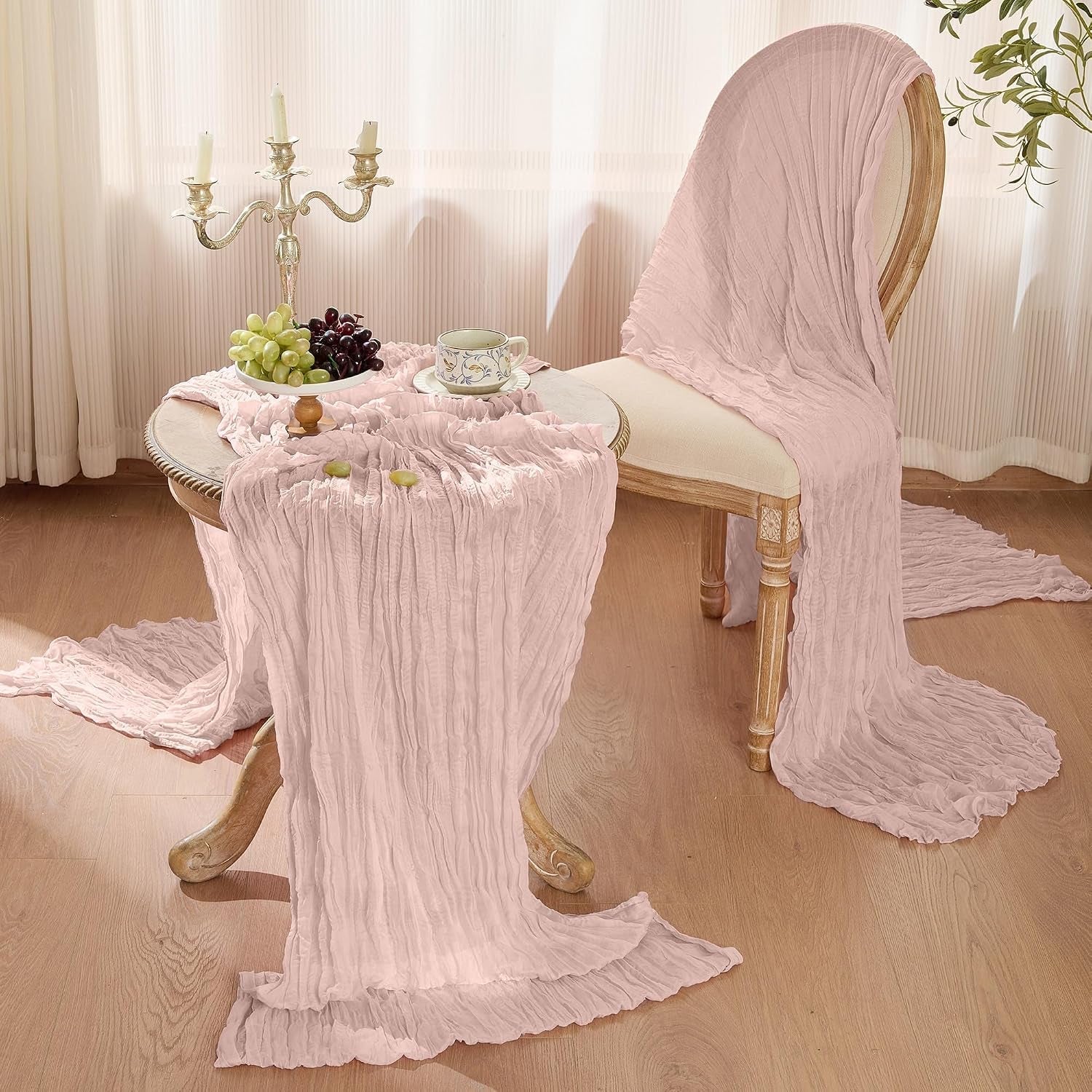6-pack-dusty-pink-cheesecloth-table-runners-boho-gauze-home-decor