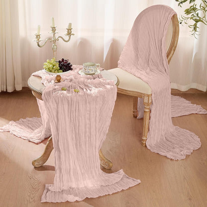 6 Pack Dusty Pink Cheesecloth Table Runners Boho Gauze Home Decor3