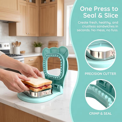 Crustless Sandwich Cutter and Sealer, 3.7 Inch Square | Shape Maker for Kids Lunch, Breakfast & Lunchboxes, Light Blue7