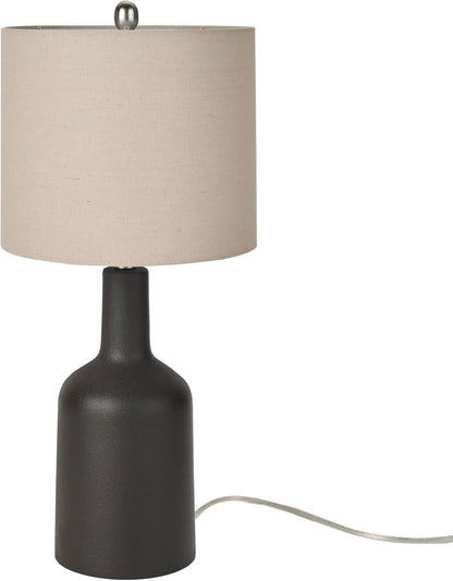 Home 22" Black Ceramic Table Lamp with Oatmeal Linen Shade for Modern Farmhouse, Bedside Lamp, Living Room Lamp, Small Accent Lamp for Dining Room2