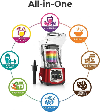 Commercial Blender, 2200W Countertop Blenders with Removable Shield, Quiet Smoothie Blender for Shakes and Ice Crushing, 52Oz, 38000 RPM Professional Blenders for Kitchen, K80 (Red)7